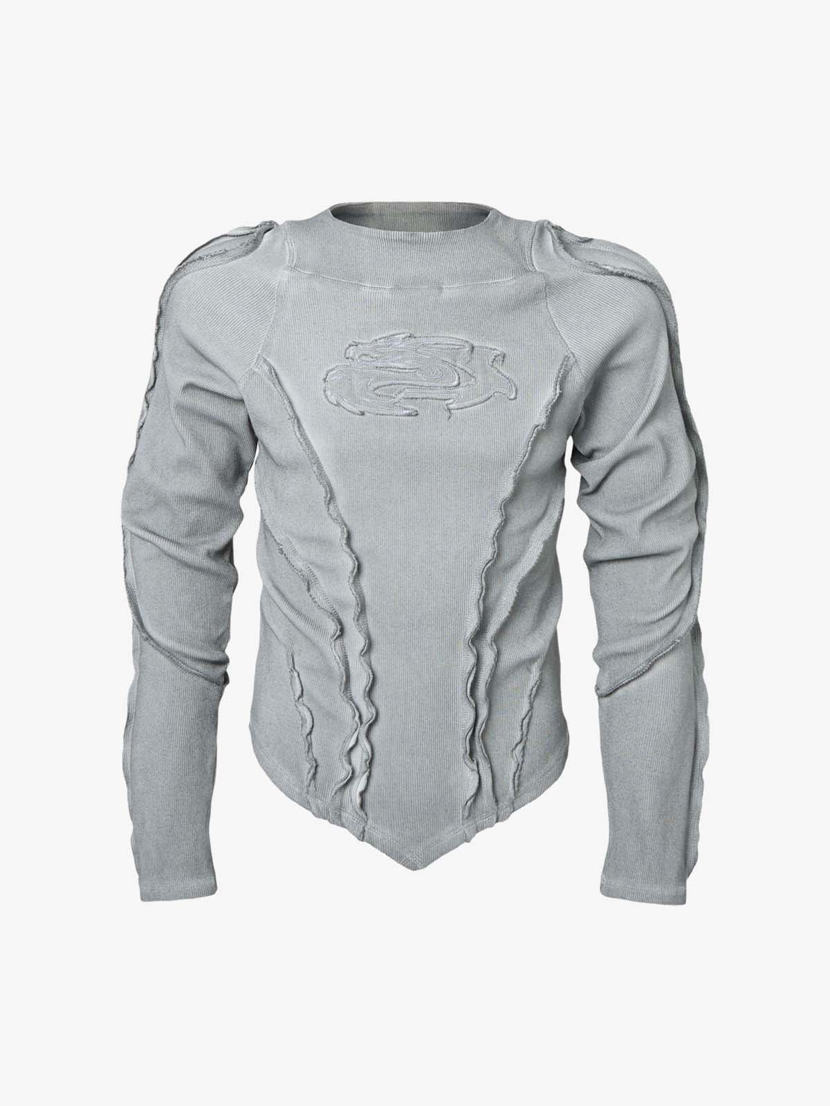 Vintage Washed Sculpted Seam Ribbed Long Sleeve T-Shirt - 2624 