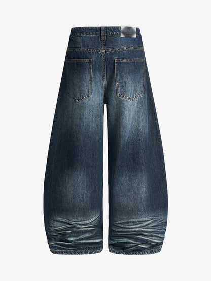 Wide-Leg Denim Jeans with Distressed Look for Women 