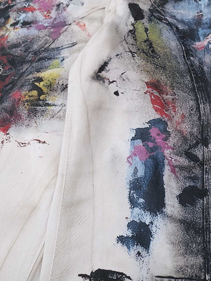 Artistic Splash Wide-Leg Jeans - Perfect for Casual and Fashionable Looks 