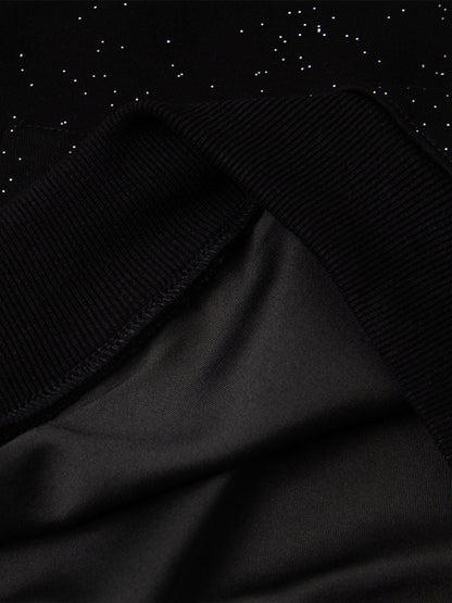 Sparkling Night Sky Design Black Knitwear for Festive Occasions 