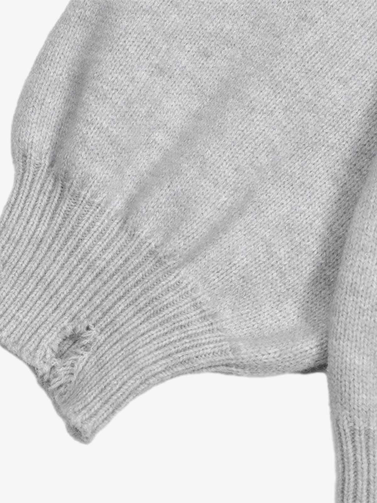 Letter Print Ripped Crew Neck Sweater 