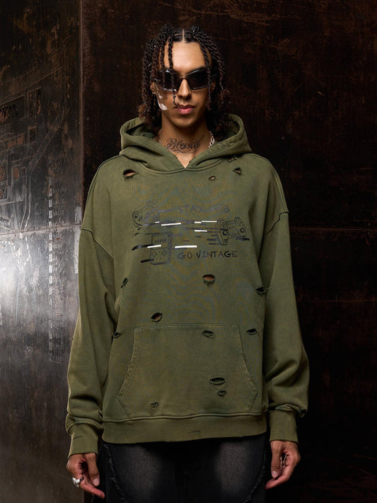 Original Vintage Washed Ripped Hoodie 
