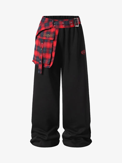 Plaid Embroidered Sweatpants