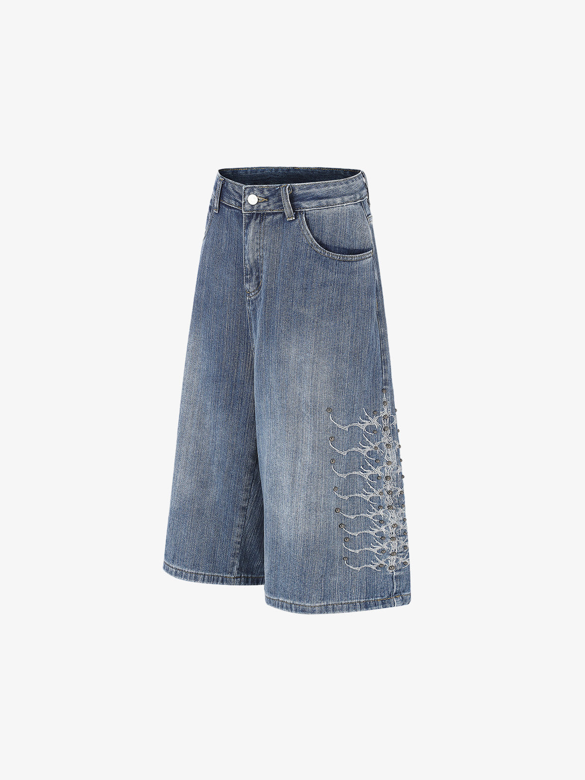 Pantalones vaqueros cortos bordados con cuentas