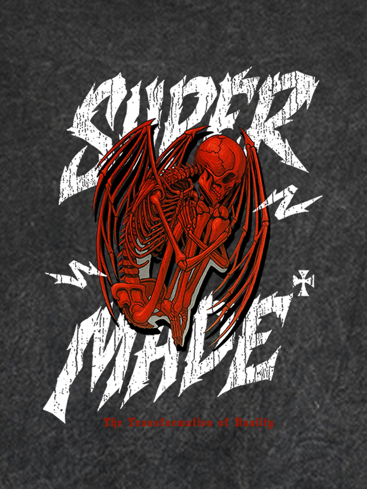 Distressed Graphic Hoodie with Bold Demon Design for Men 