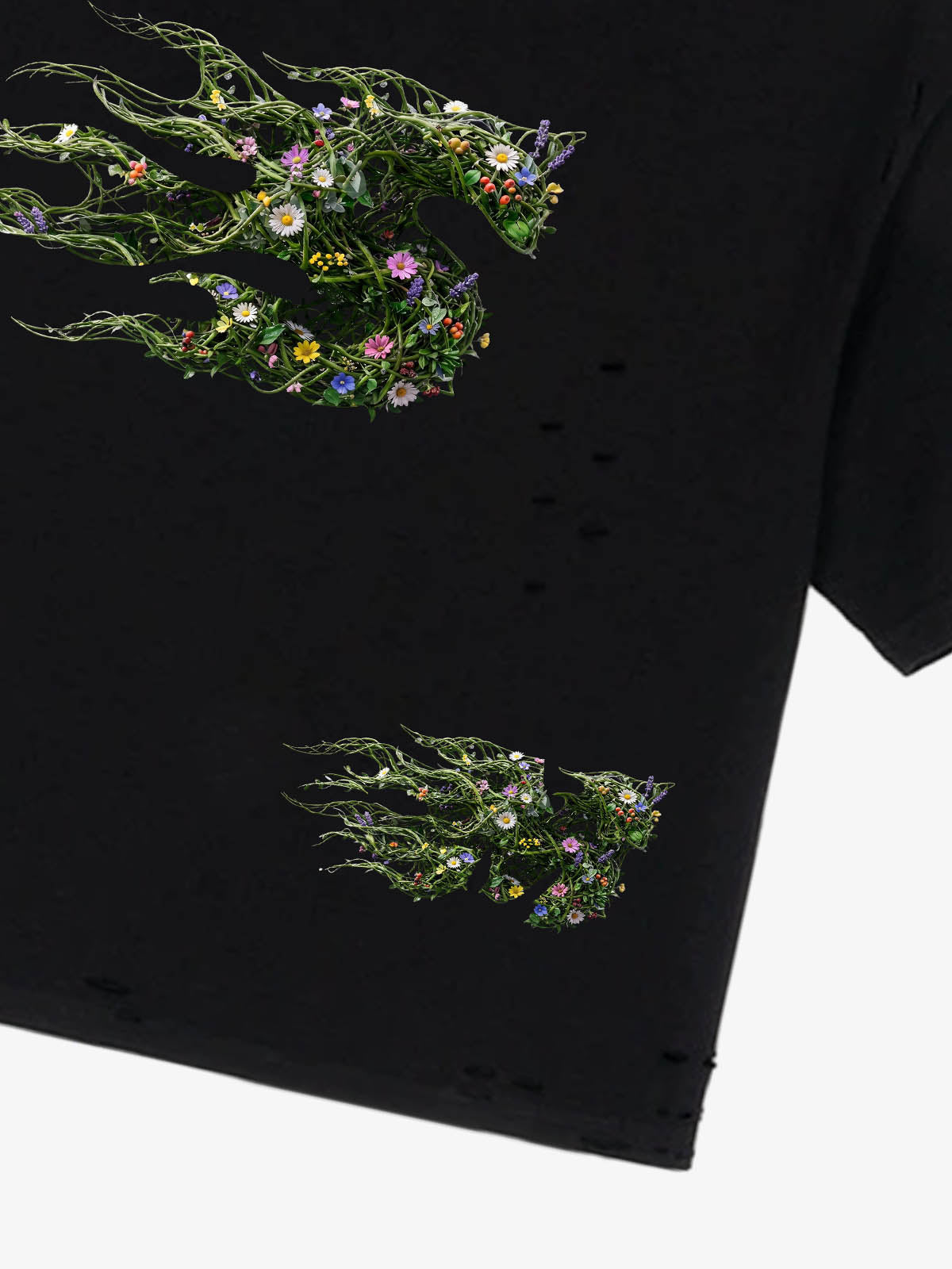 Distressed Abstract Floral Graphic Street T-Shirt 