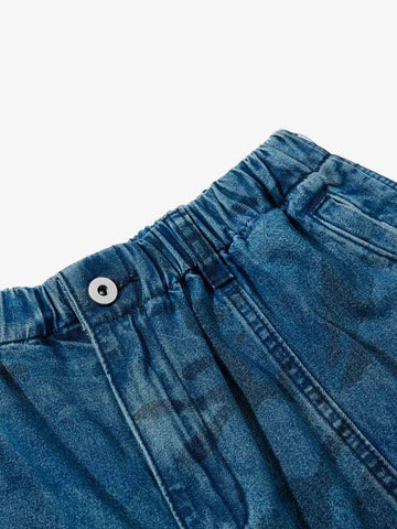 Deconstructed Washed Jeans with Graphic Print
