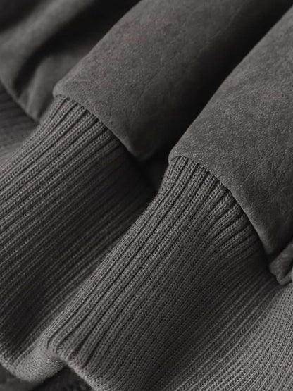 Retro Suede Texture Zip-Up Bomber Jacket 