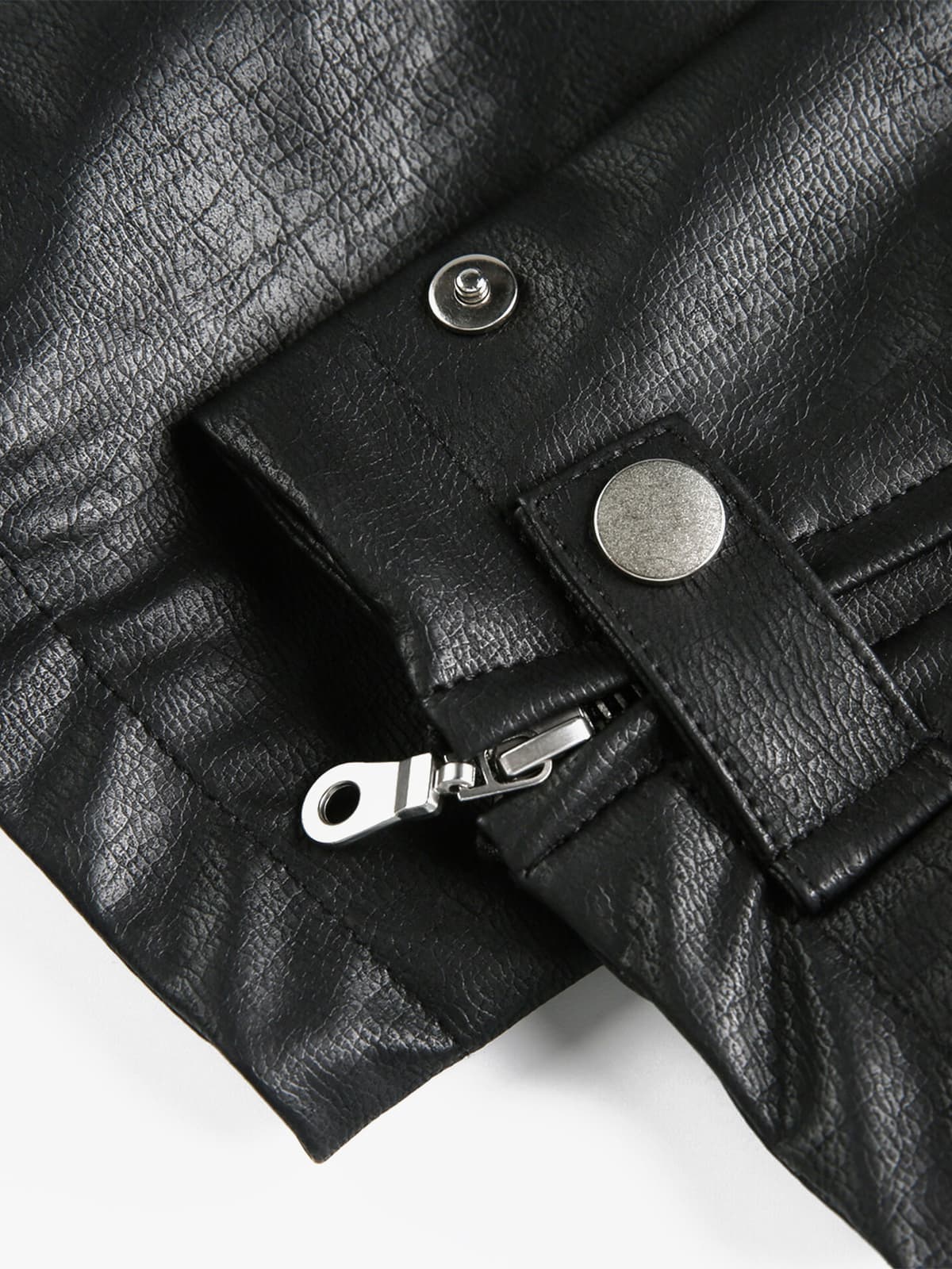 Vintage Embroidered PU Leather Lapel Jacket 