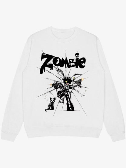 Zombie Themed Graphic Sweatshirt 