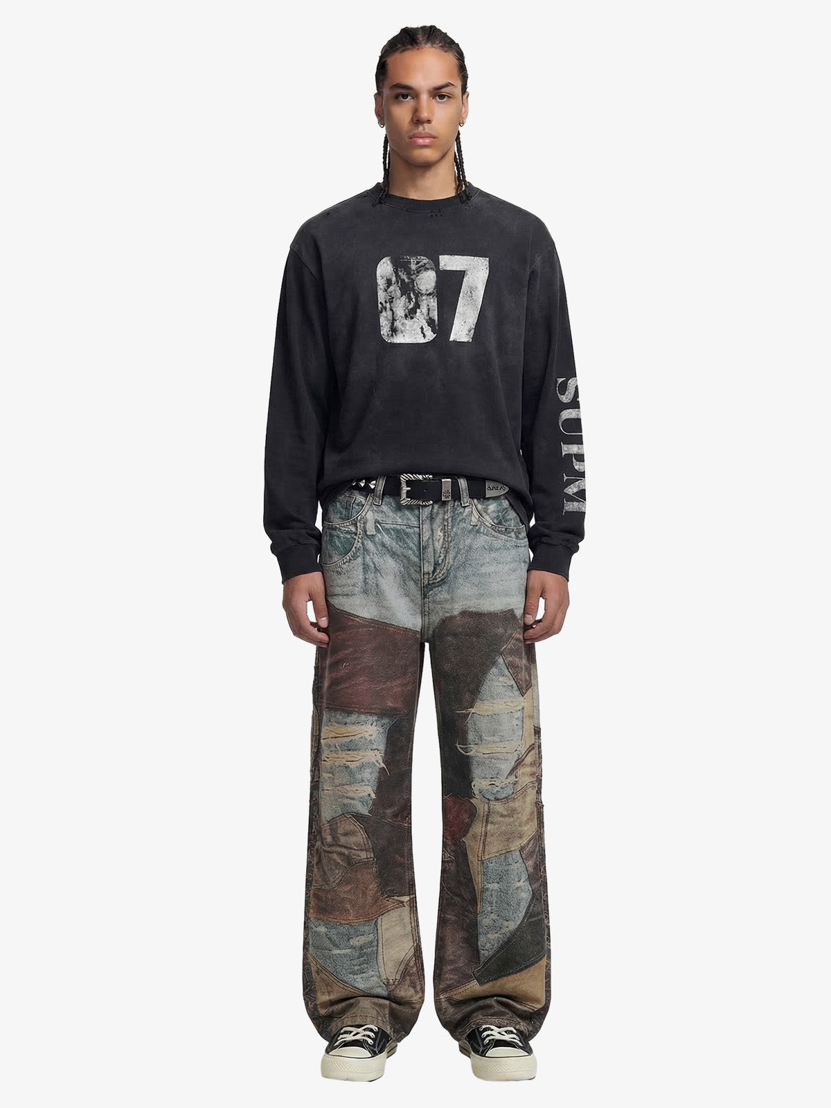 Thesupermade High Street Distressed Washed Printed Jeans - 2246 
