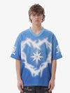 Retro Starburst Lightning Print Gradient Jersey T-Shirt 