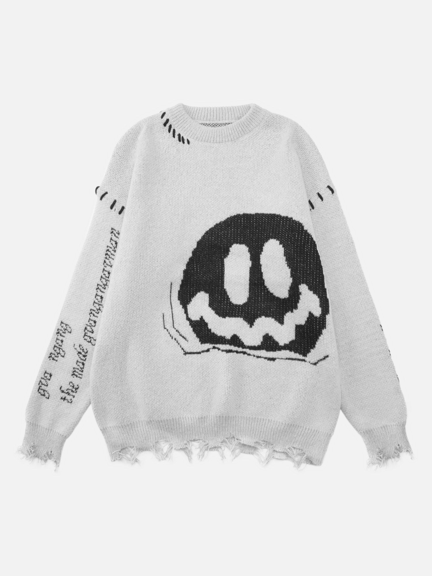 Thesupermade American Vintage Dark Smiley Face Round Neck Sweater