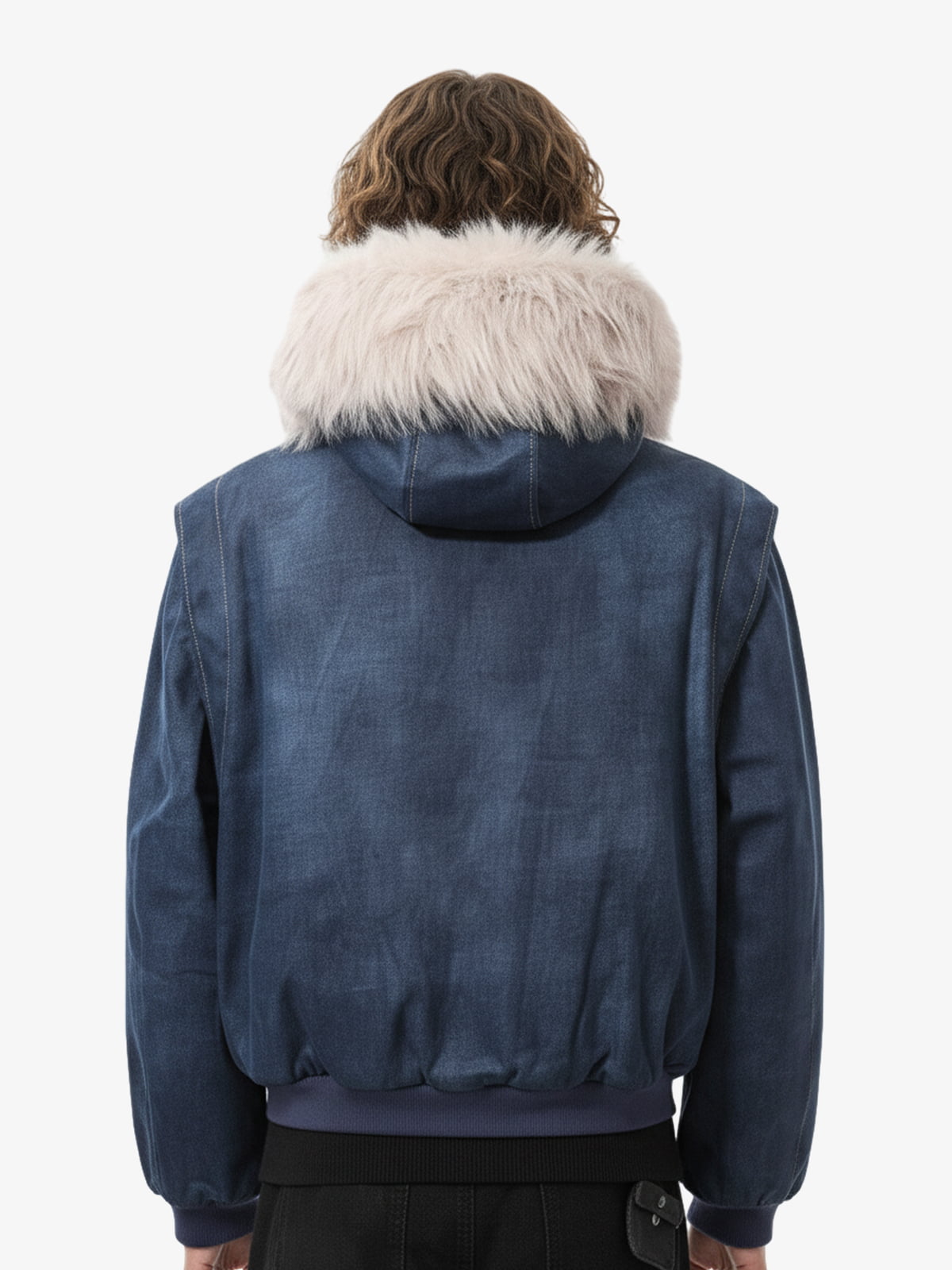 Washed Patchwork Contrast Bomber Jacket 