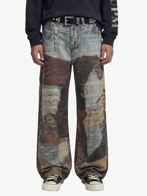 Thesupermade High Street Distressed Washed Printed Jeans - 2246 