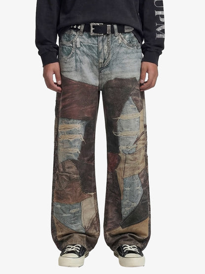 Thesupermade High Street Distressed Washed Printed Jeans - 2246 