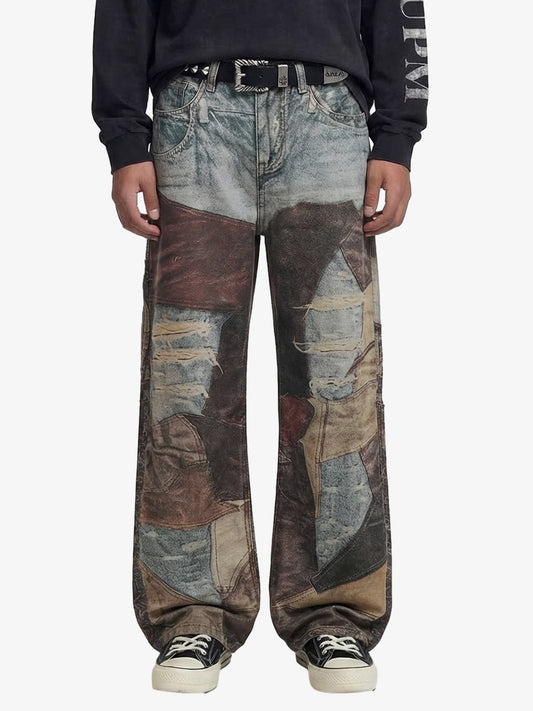 Thesupermade High Street Distressed Washed Printed Jeans - 2246 