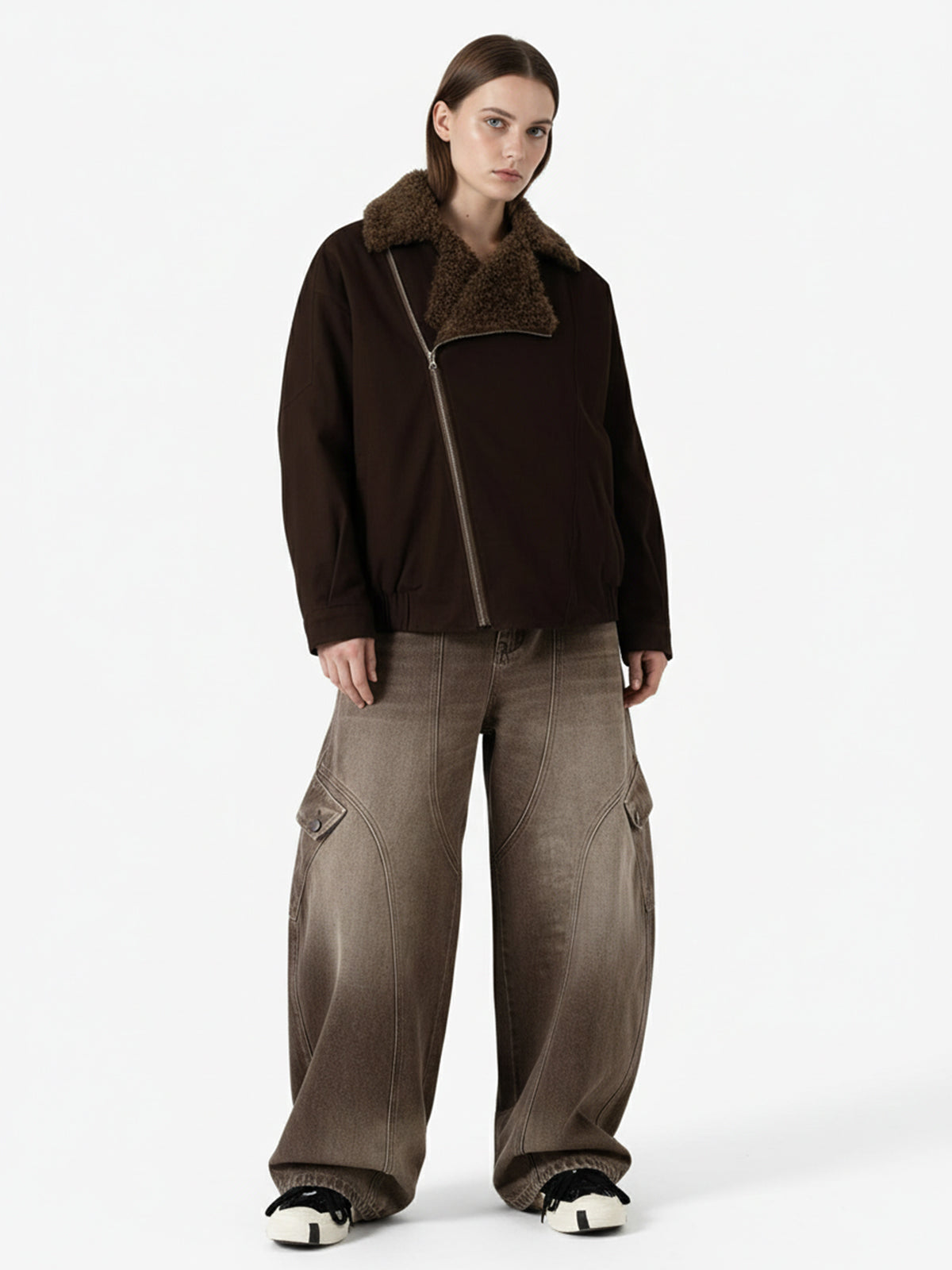 Vintage Washed Workwear Barrel Jeans - 2593 