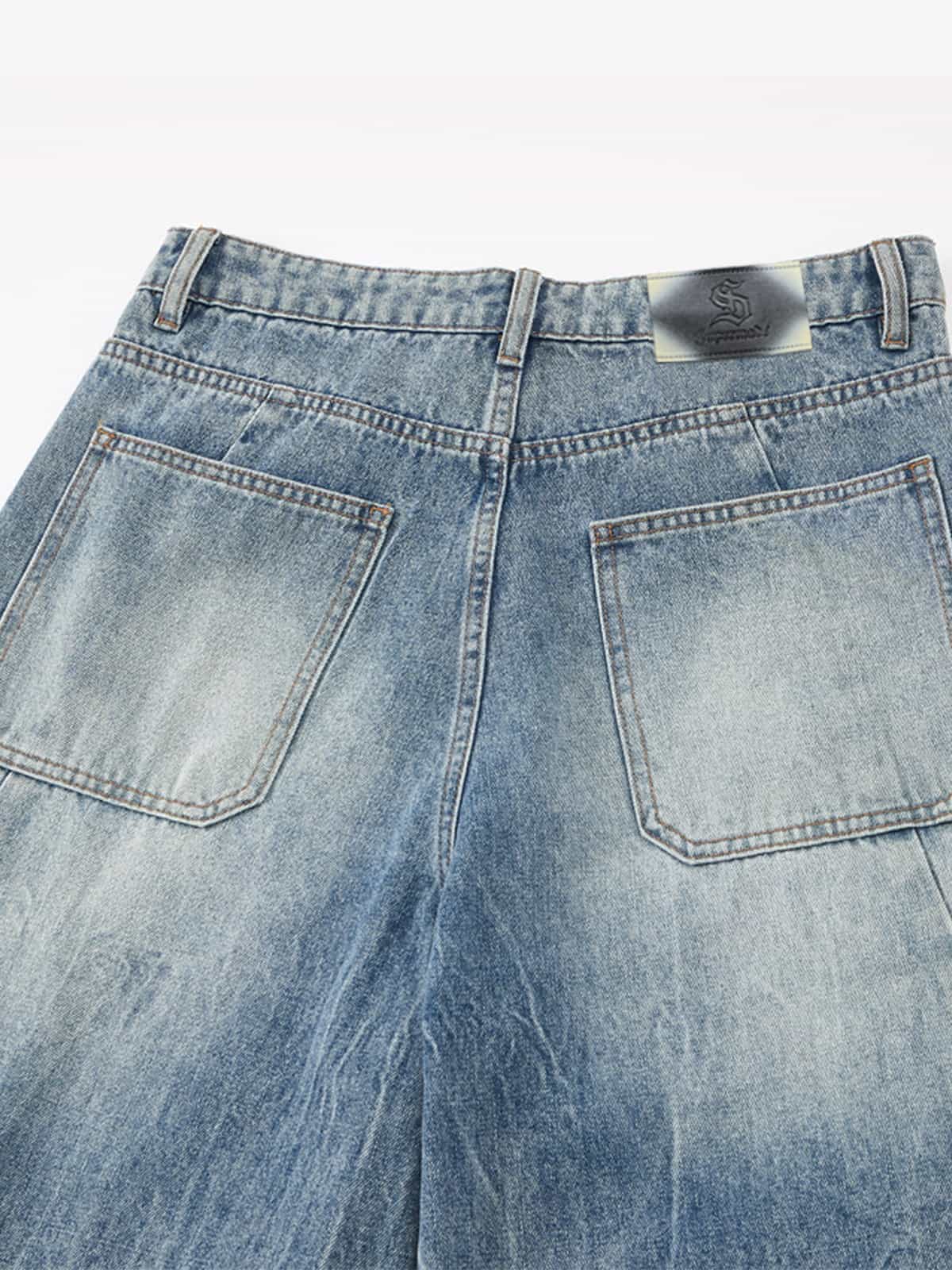 Wide-Leg Denim Trousers with Unique Patchwork Design for Modern Fashionistas 