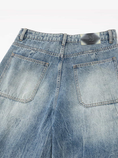 Wide-Leg Denim Trousers with Unique Patchwork Design for Modern Fashionistas 