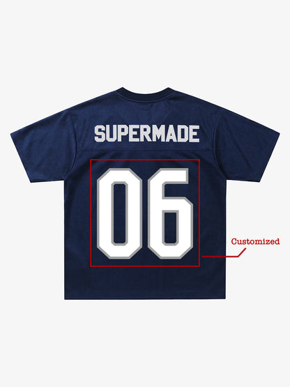 Supermade Classic Blue Embroidered Jersey Pattern Customization 