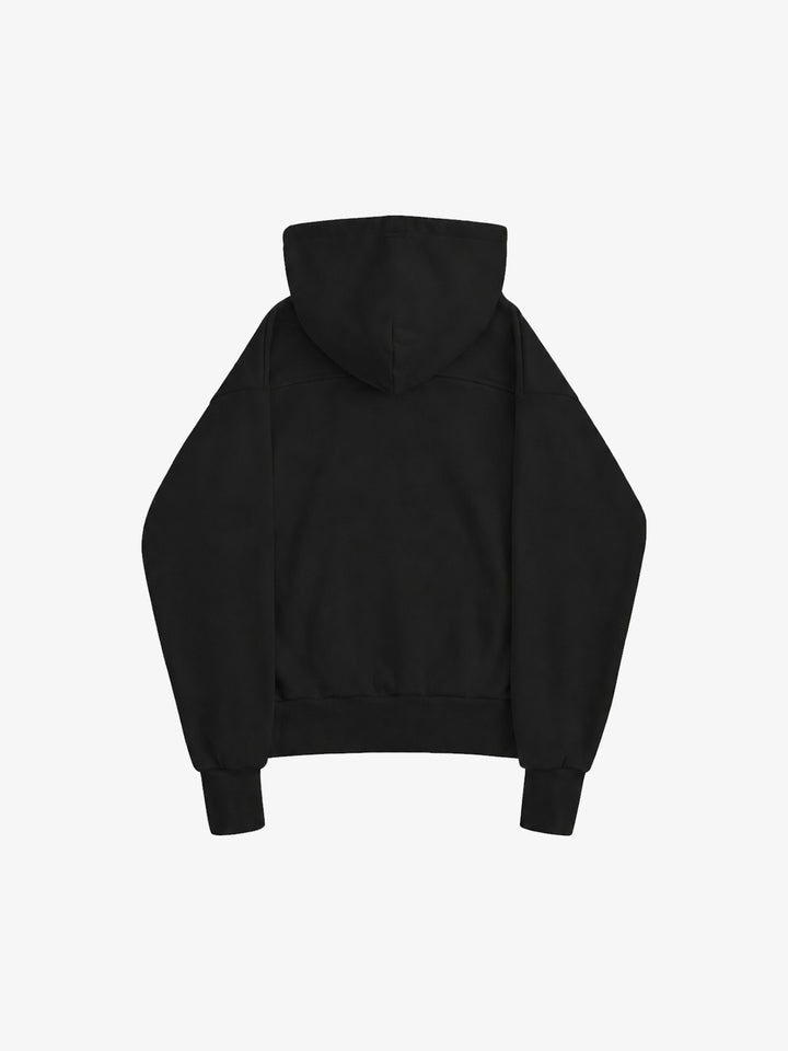 Oversized-Zip Skeleton Graphic Patchwork Hoodie