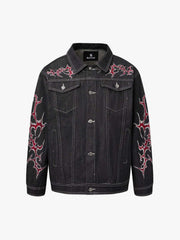 Rhinestone Thorn Graphic Denim Jacket 