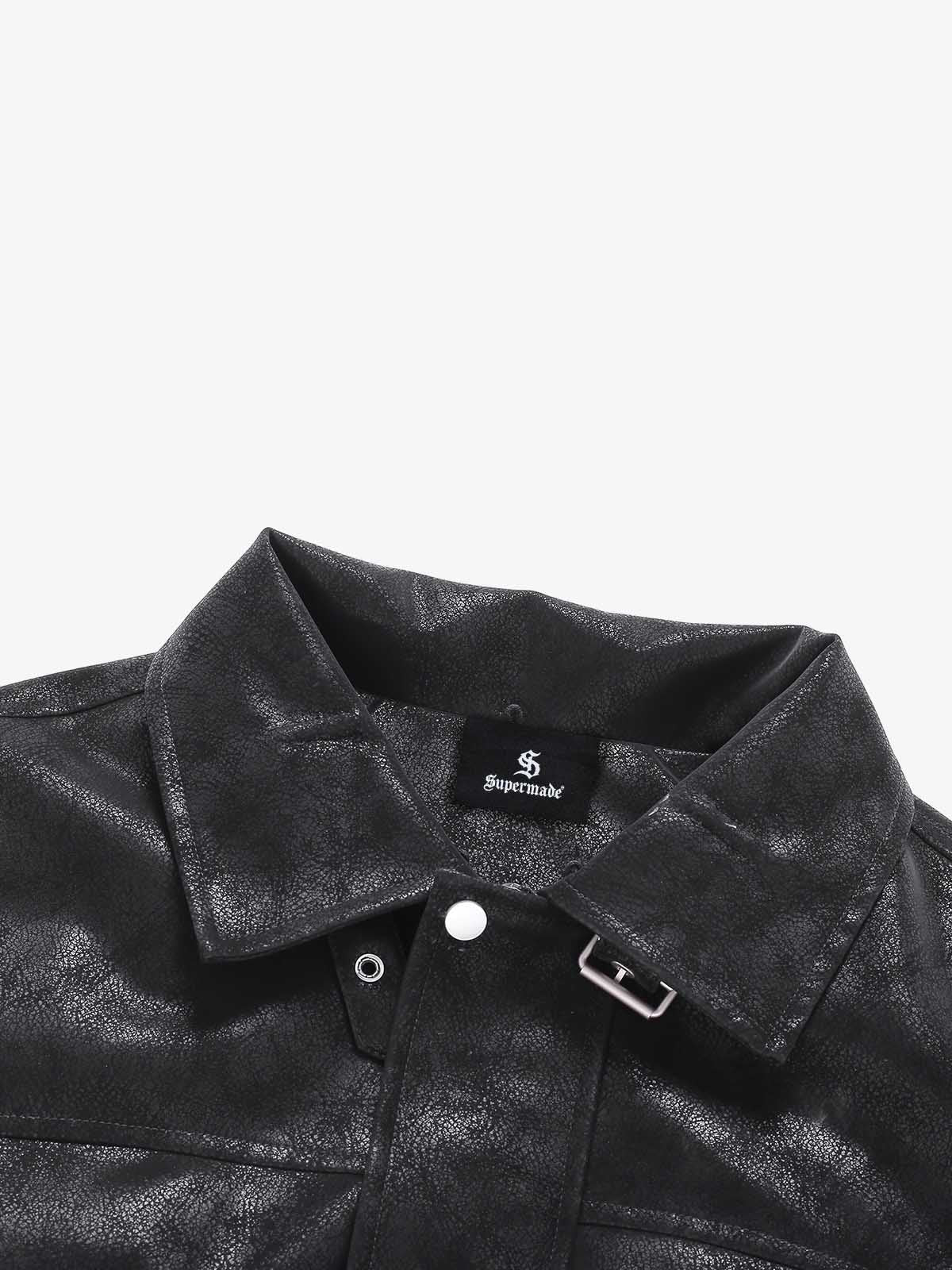 Faux Shearling PU Leather Padded Jacket