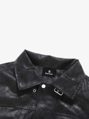 Faux Shearling PU Leather Padded Jacket