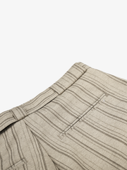 Belted Button-Fly Striped Wide-Leg Pants