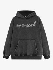 Metallic Script Letter Cross Graphic Hoodie 