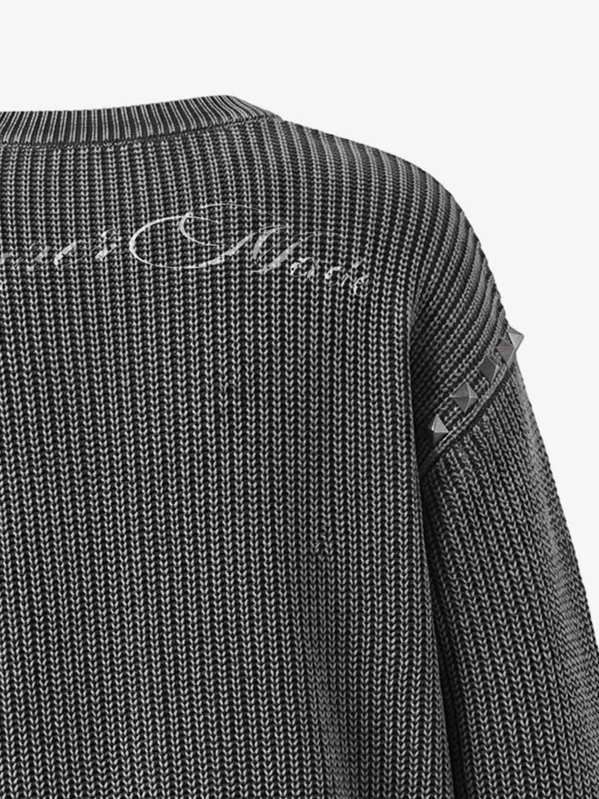 Studded Distressed Knit Sweater