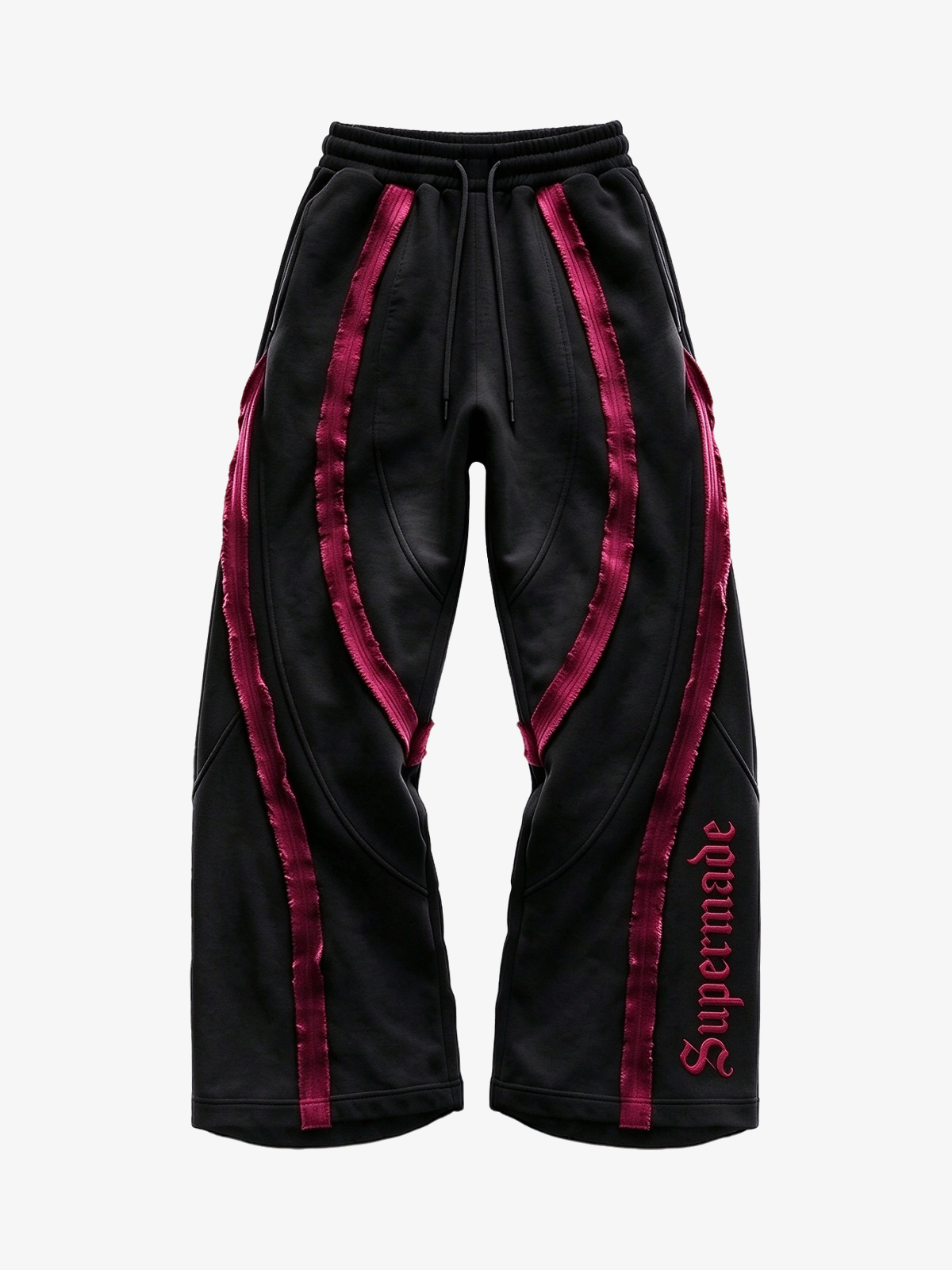 Pink Contrast Stripe Zip Hoodie & Curved-Leg Pants Set