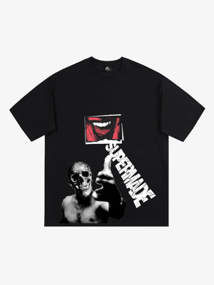 Distressed Sleeveless Crop Top with Barbed Wire Graphic Design 