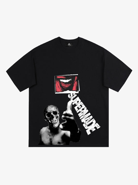 Distressed Sleeveless Crop Top with Barbed Wire Graphic Design 