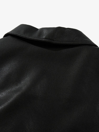 Stylish Black Leather Jacket with Zipper Detail for Modern Fashionistas 