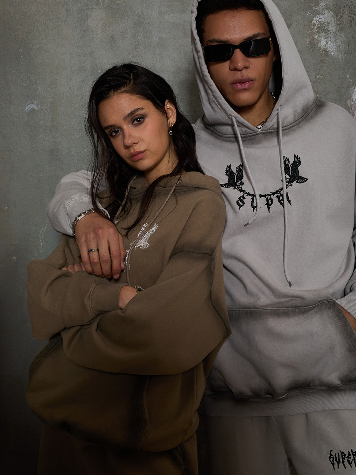 Supermade Distressed Embroidered Hoodie Tracksuit 