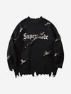 Frayed Logo Knit Sweater