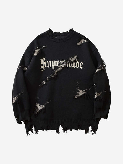 Frayed Logo Knit Sweater