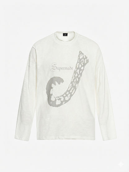 Abstract Leopard Tail Graphic Long Sleeve T-Shirt