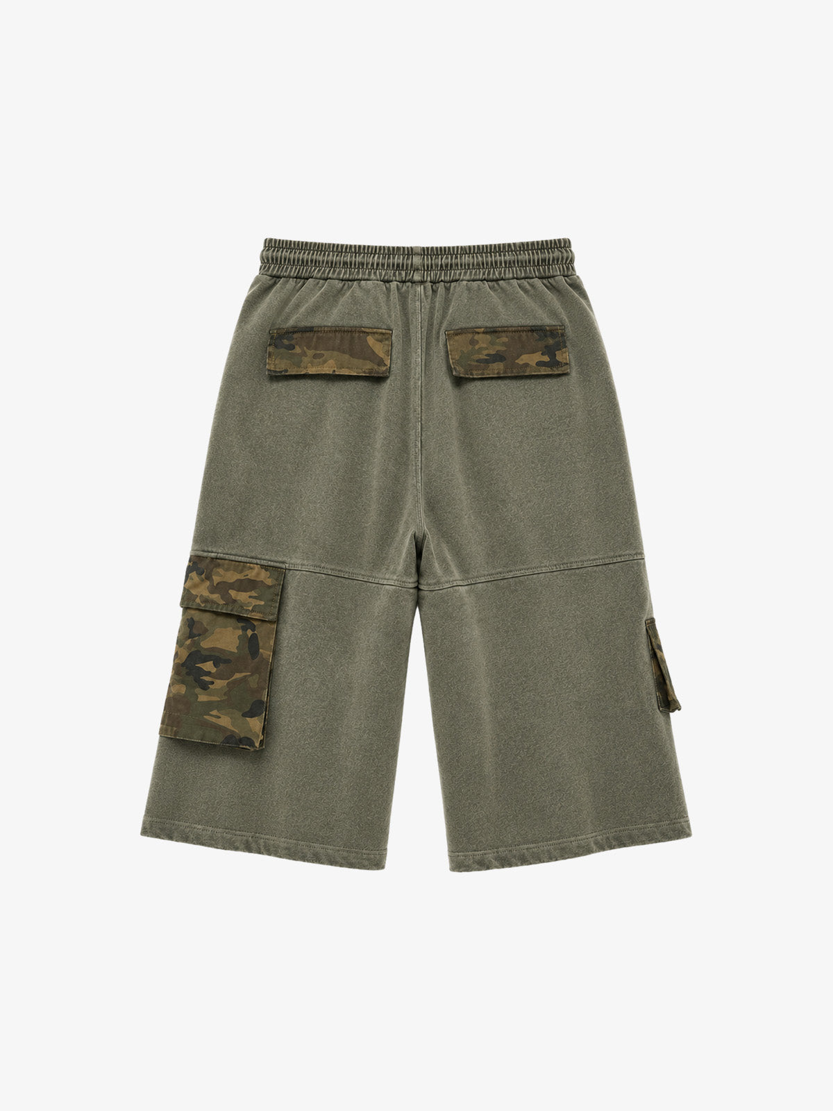 Camo Paneled Distressed Cropped Sweatpants