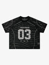 Mesh Jersey T-Shirt with Red Number 03 Print and Stitched Details 