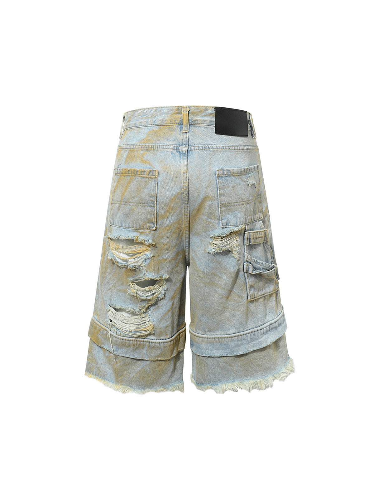 Distressed Tie-Dye Denim Shorts 