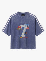 Vintage Washed Number 7 Badge Graphic T-Shirt 