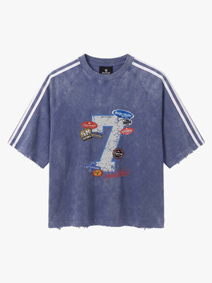 Vintage Washed Number 7 Badge Graphic T-Shirt 