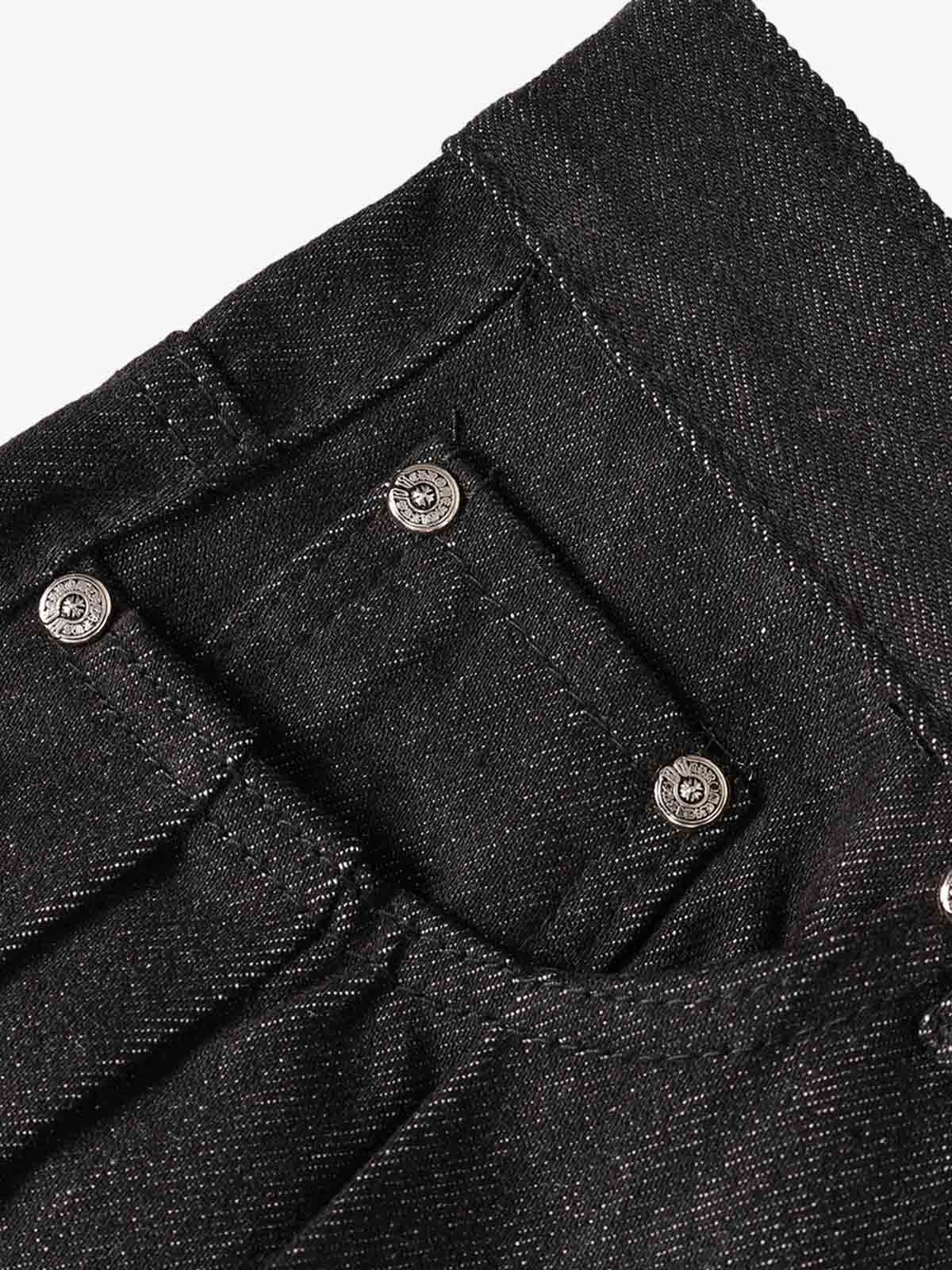 Studded Pleat Wide Leg Denim Jeans