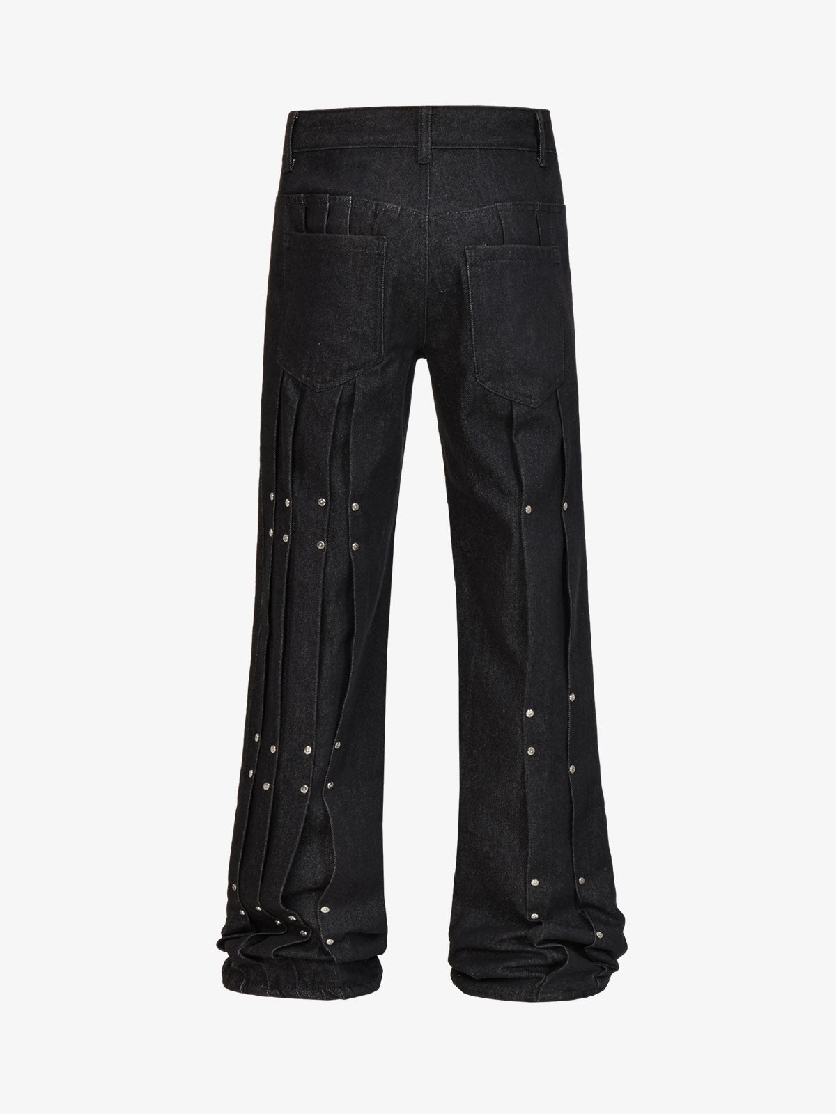 Studded Pleat Wide Leg Denim Jeans