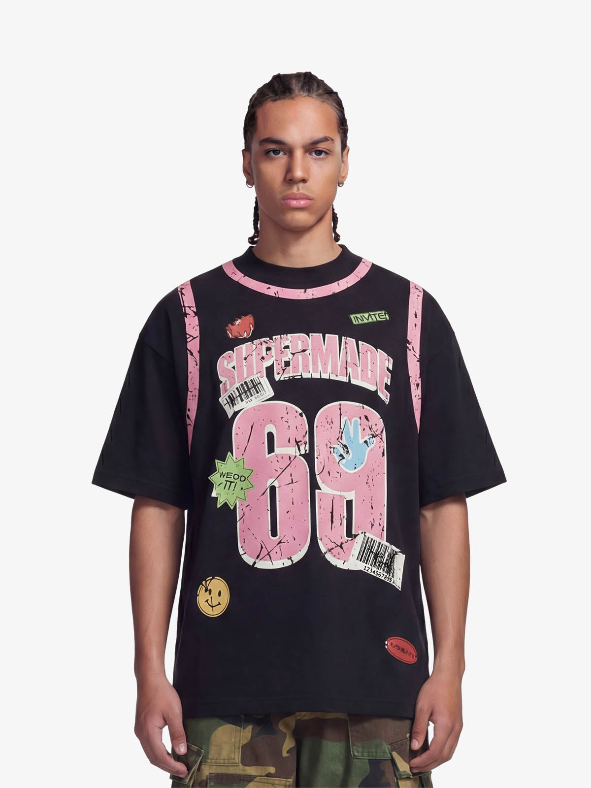 Distressed Number 69 Graphic Print T-Shirt 