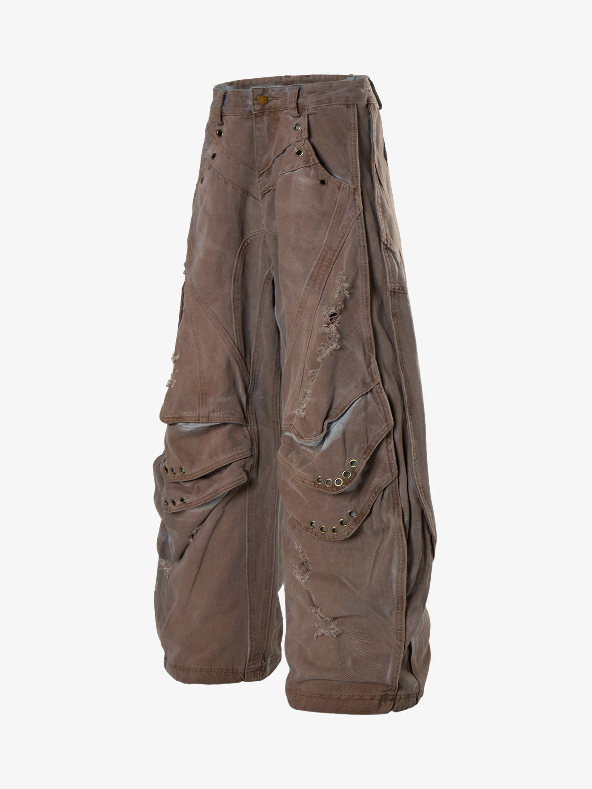 Grunge Deconstructed Eyelet Baggy Jeans
