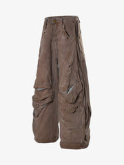 Grunge Deconstructed Eyelet Baggy Jeans